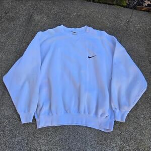 Vtg 90s NIKE Embroidered Swoosh Distressed Side Gusset Crewneck Sweatshirt L